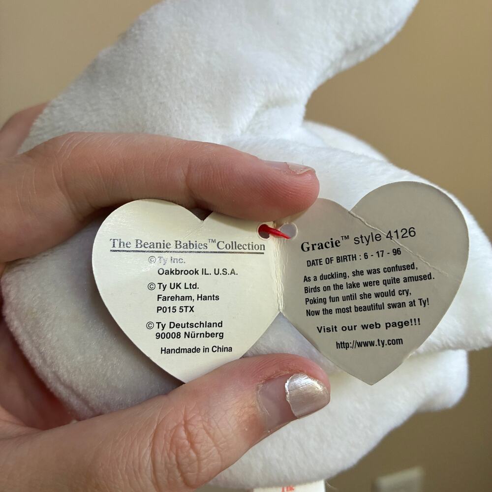 The Beanie Babies Collection 1996 Gracie the swan stuffed animal TY with tag - Picture 4 of 7